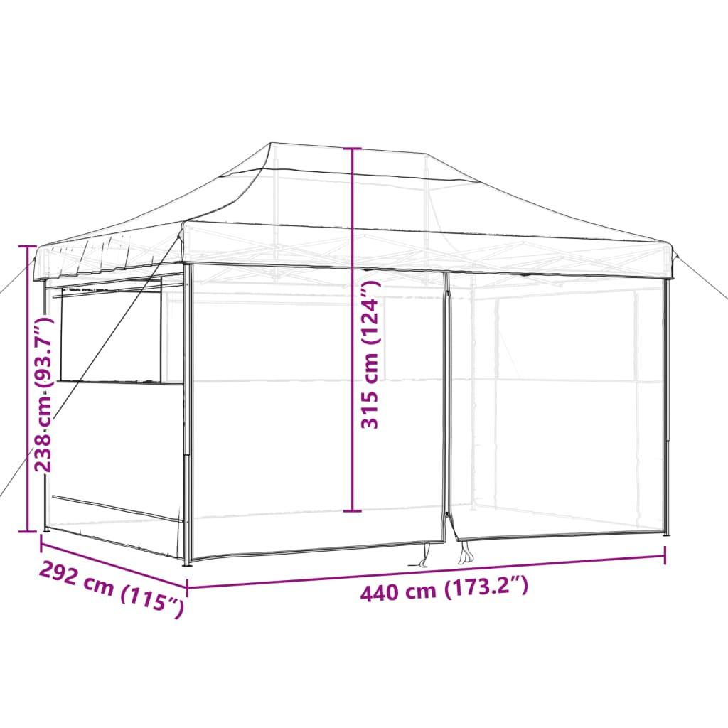 Foldable Party Tent Pop-Up with 4 Sidewalls Black