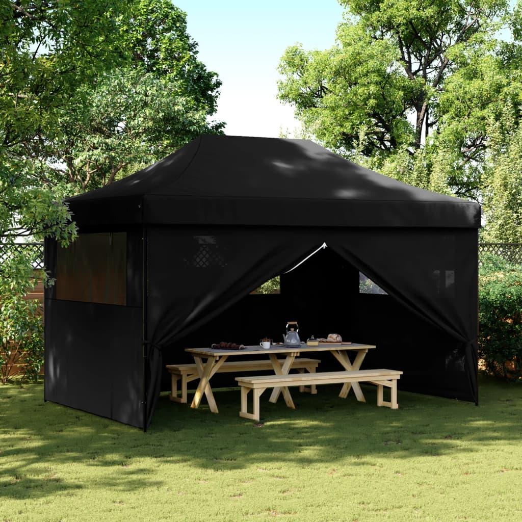 Foldable Party Tent Pop-Up with 4 Sidewalls Black