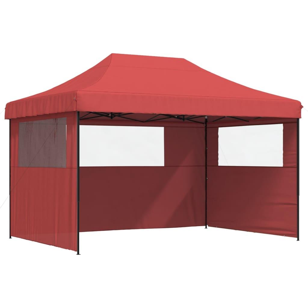 Foldable Party Tent Pop-Up with 3 Sidewalls Burgundy