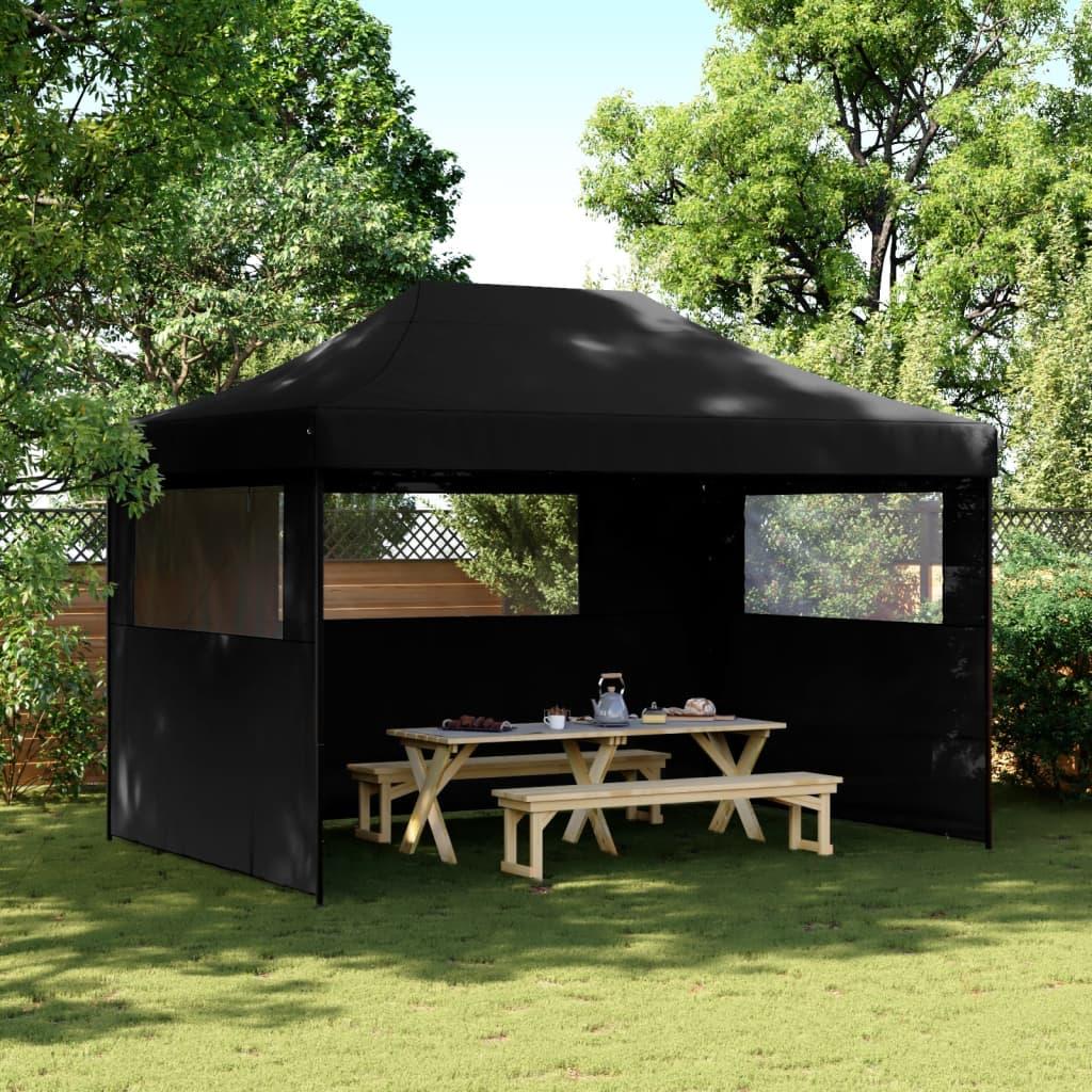 Foldable Party Tent Pop-Up with 3 Sidewalls Black