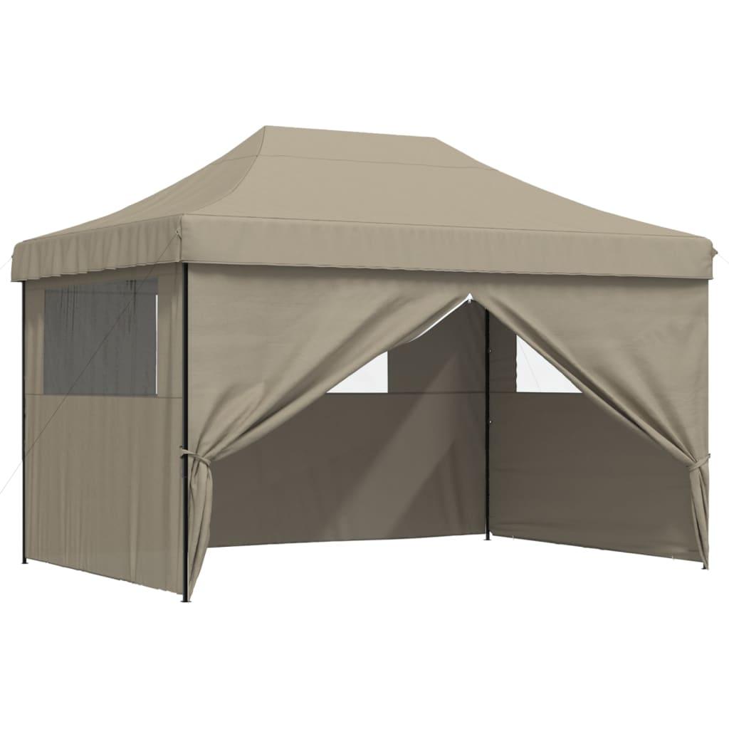 Foldable Party Tent Pop-Up with 4 Sidewalls Taupe