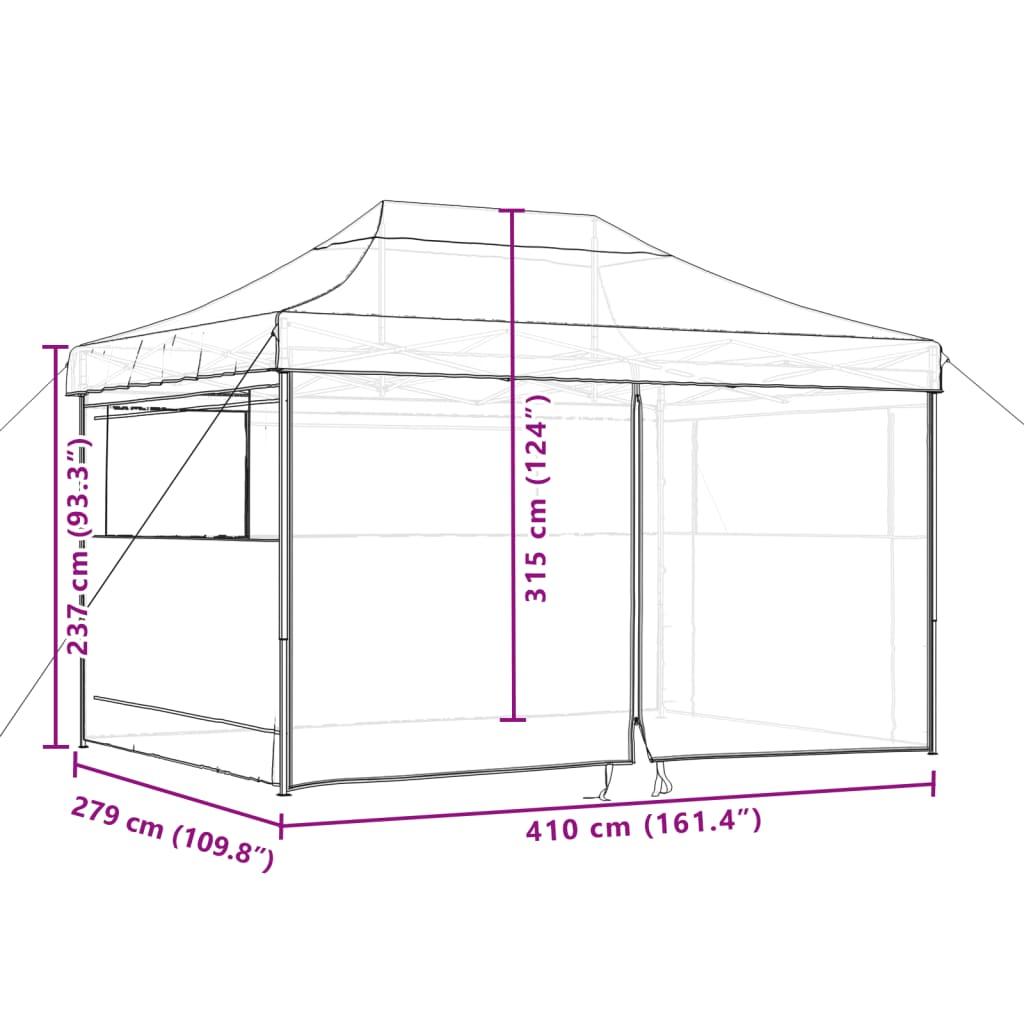 Foldable Party Tent Pop-Up with 4 Sidewalls Burgundy