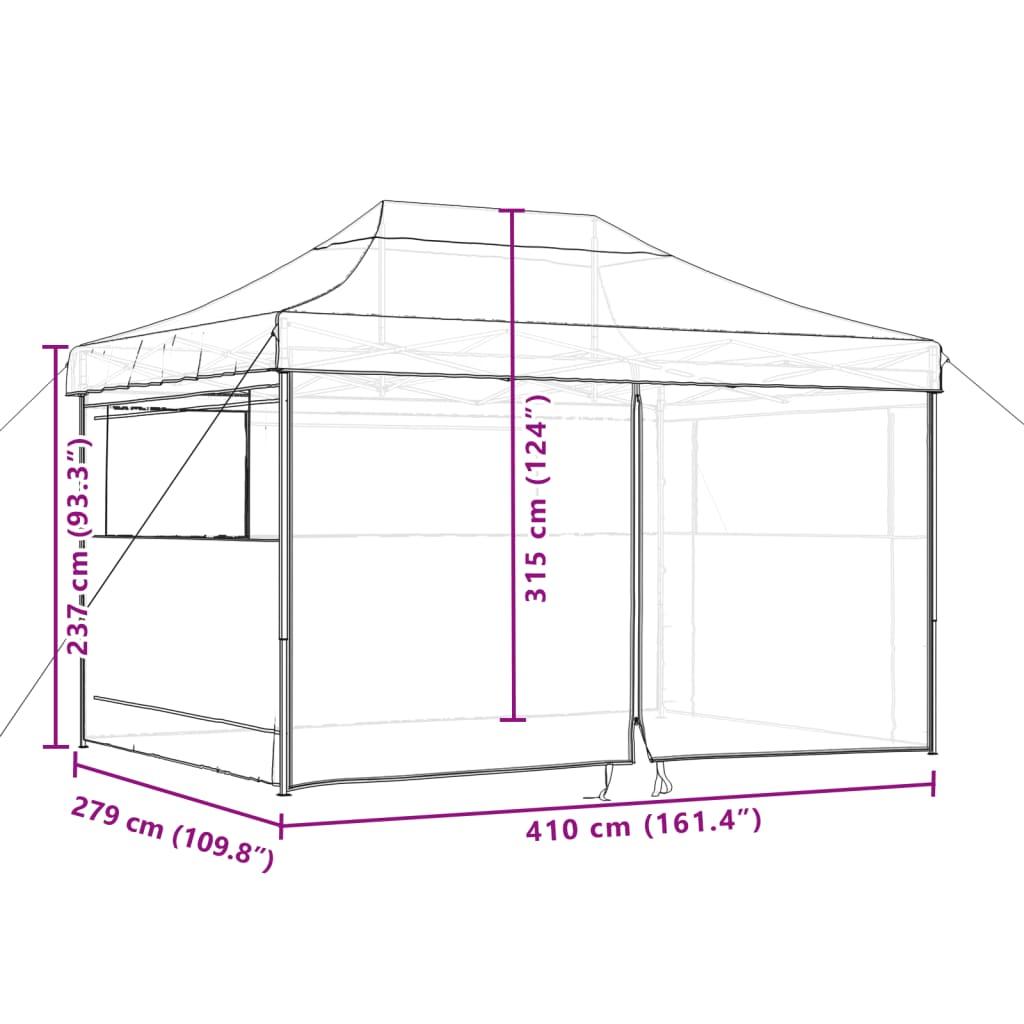 Foldable Party Tent Pop-Up with 4 Sidewalls Burgundy