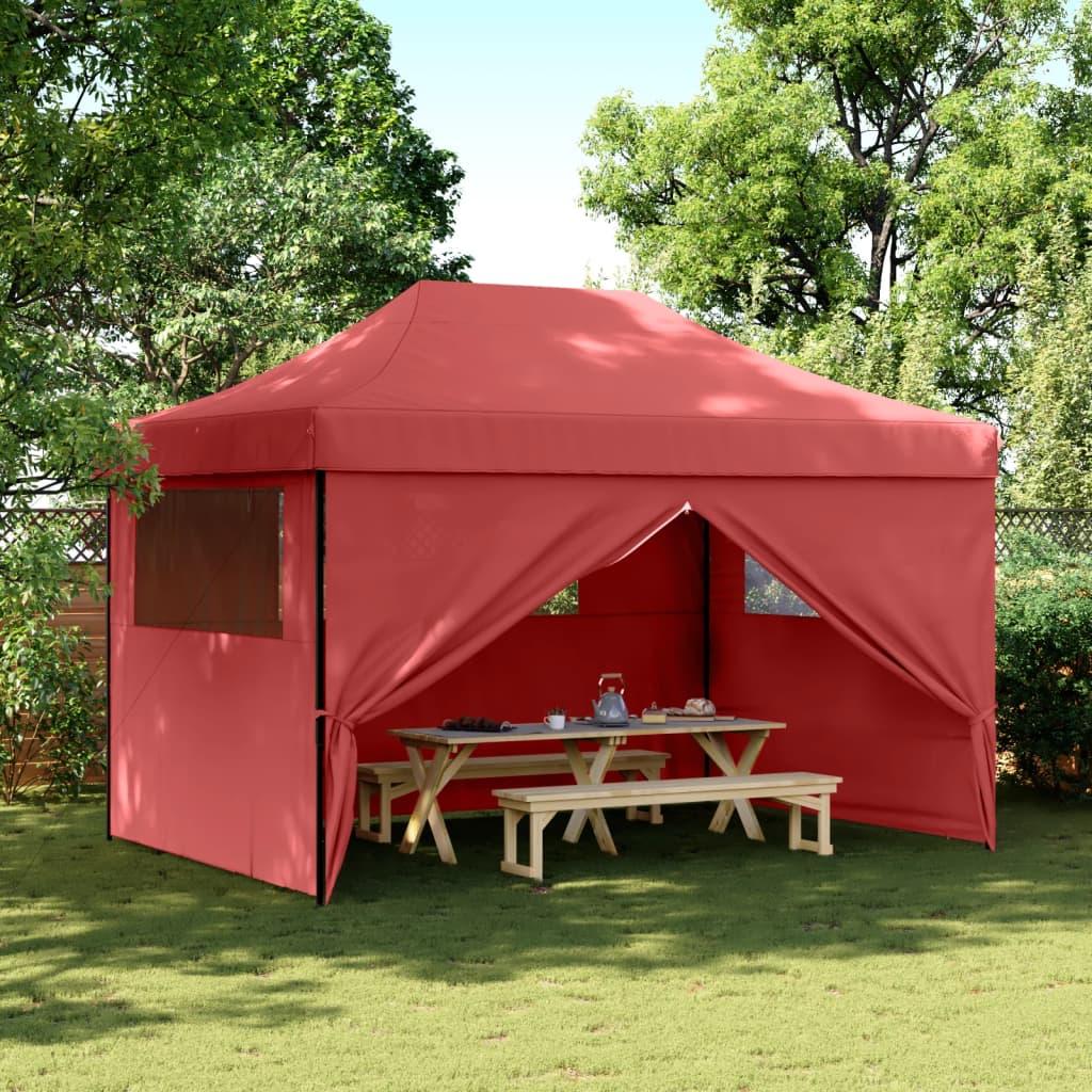 Foldable Party Tent Pop-Up with 4 Sidewalls Burgundy