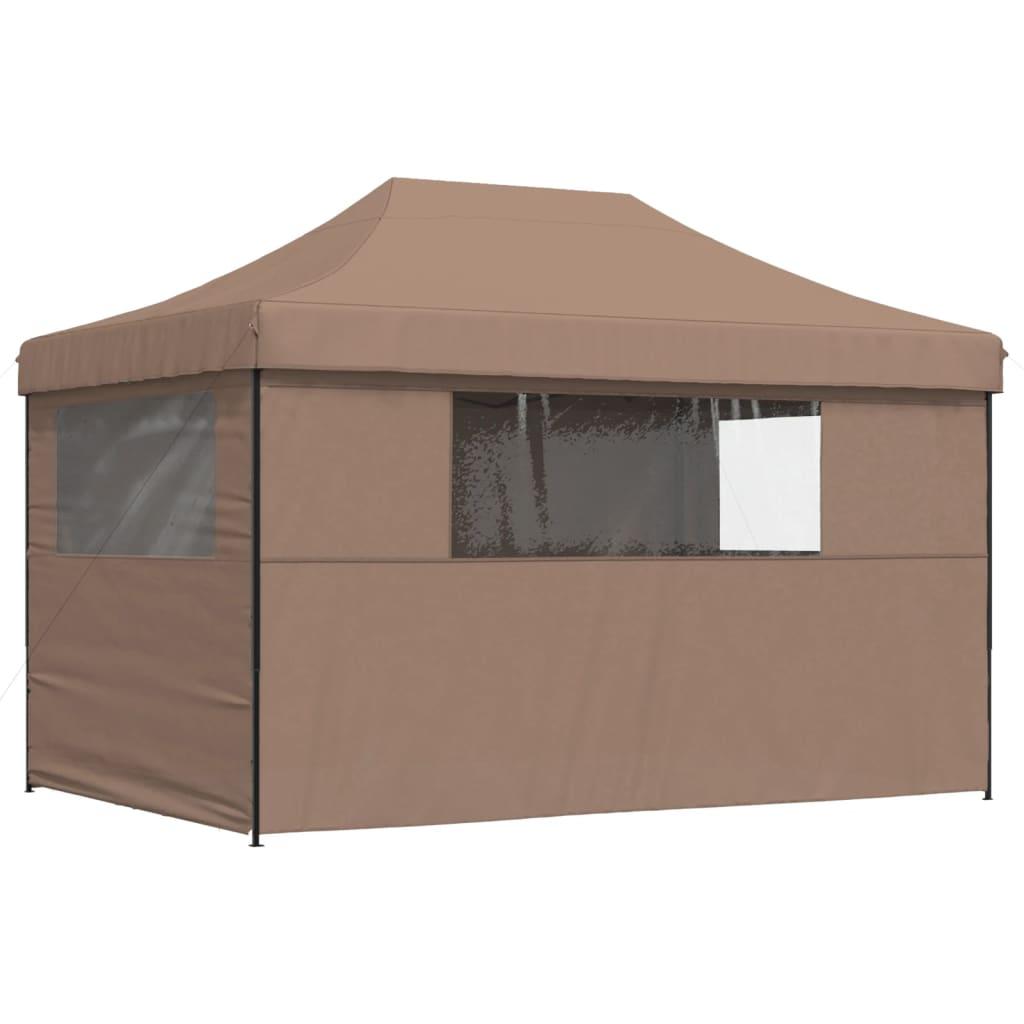 Foldable Party Tent Pop-Up with 4 Sidewalls Brown