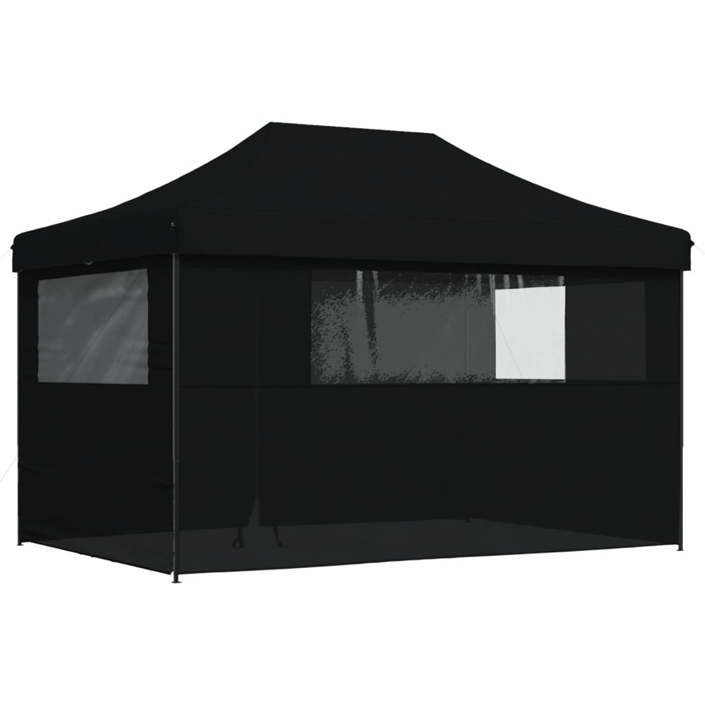 Foldable Party Tent Pop-Up with 4 Sidewalls Black