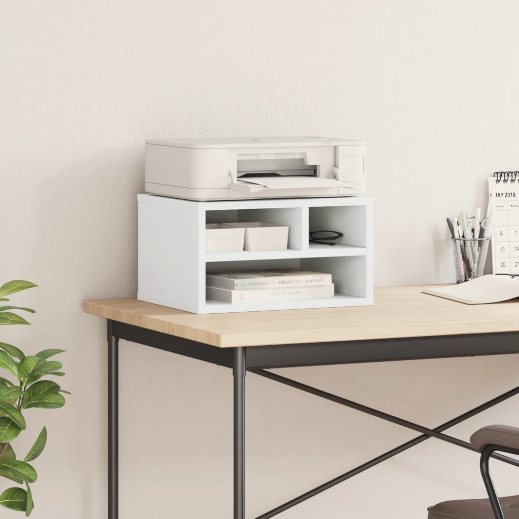 Printer Stand White 40x32x22.5 cm Engineered Wood