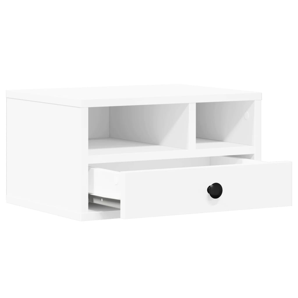 Printer Stand White 40x32x22.5 cm Engineered Wood
