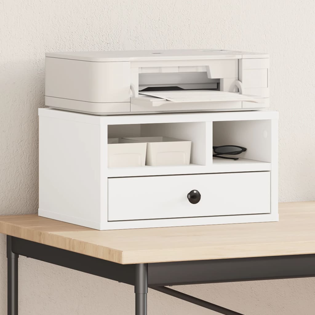 Printer Stand White 40x32x22.5 cm Engineered Wood