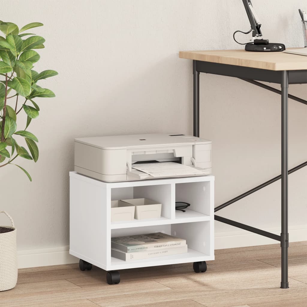 Printer Stand with Wheels White 41x32x34.5 cm