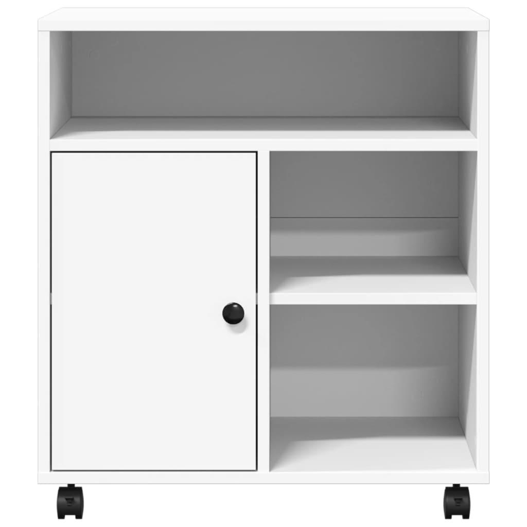 Printer Stand with Wheels White 60x50x67 cm