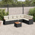 8 Piece Garden Sofa Set with Cushions Black Poly Rattan