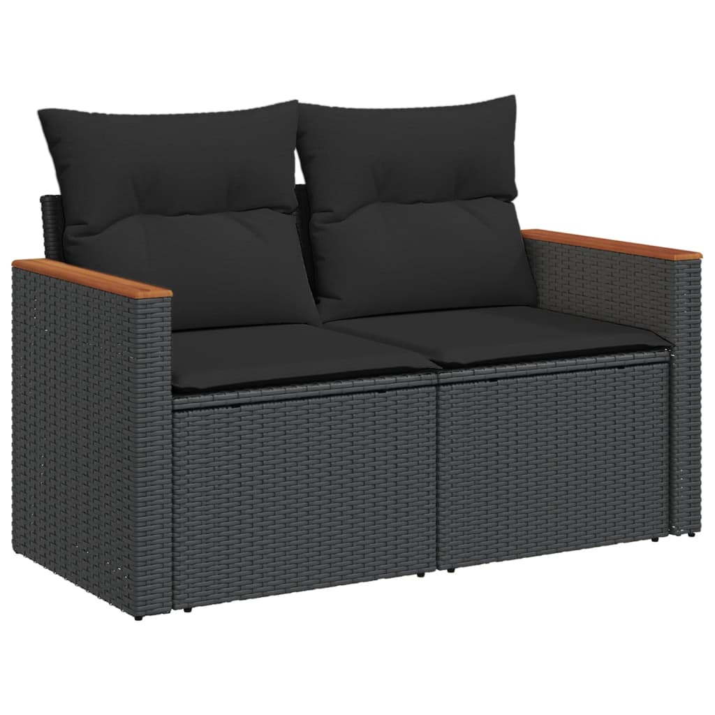 6 Piece Garden Sofa Set with Cushions Black Poly Rattan