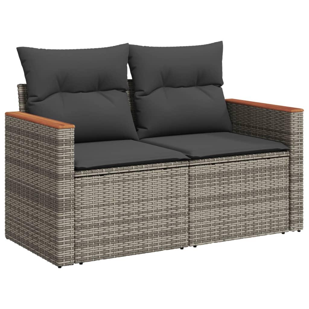 10 Piece Garden Sofa Set with Cushions Grey Poly Rattan