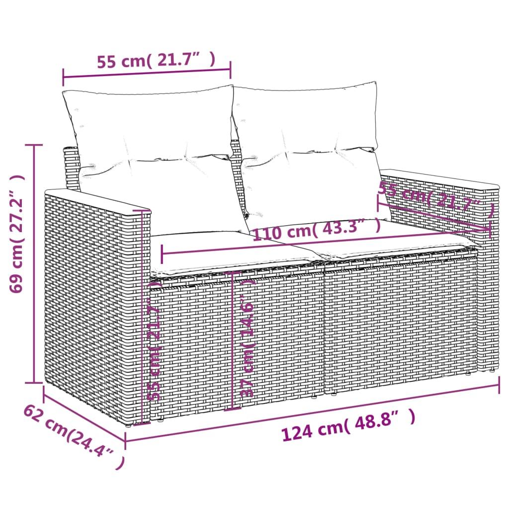 10 Piece Garden Sofa Set with Cushions Grey Poly Rattan