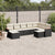 9 Piece Garden Sofa Set with Cushions Black Poly Rattan