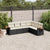 6 Piece Garden Sofa Set with Cushions Black Poly Rattan