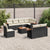 9 Piece Garden Sofa Set with Cushions Black Poly Rattan