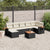 8 Piece Garden Sofa Set with Cushions Black Poly Rattan