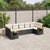 7 Piece Garden Sofa Set with Cushions Black Poly Rattan