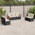 7 Piece Garden Sofa Set with Cushions Black Poly Rattan