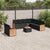 10 Piece Garden Sofa Set with Cushions Black Poly Rattan