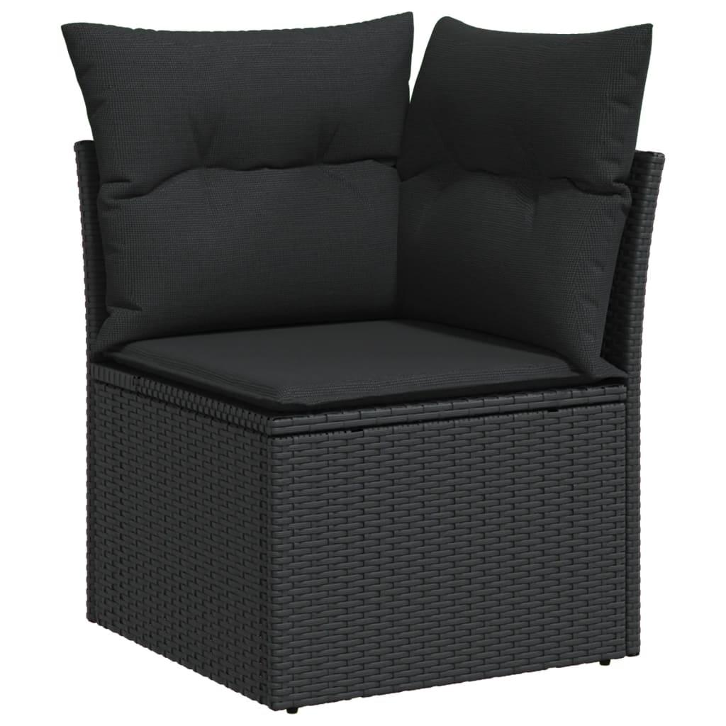 12 Piece Garden Sofa Set with Cushions Black Poly Rattan