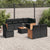 9 Piece Garden Sofa Set with Cushions Black Poly Rattan