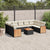 10 Piece Garden Sofa Set with Cushions Black Poly Rattan