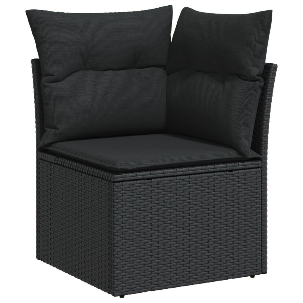 9 Piece Garden Sofa Set with Cushions Black Poly Rattan