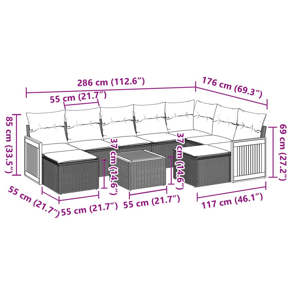 10 Piece Garden Sofa Set with Cushions Grey Poly Rattan