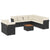 10 Piece Garden Sofa Set with Cushions Black Poly Rattan