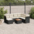 8 Piece Garden Sofa Set with Cushions Black Poly Rattan