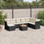 9 Piece Garden Sofa Set with Cushions Black Poly Rattan