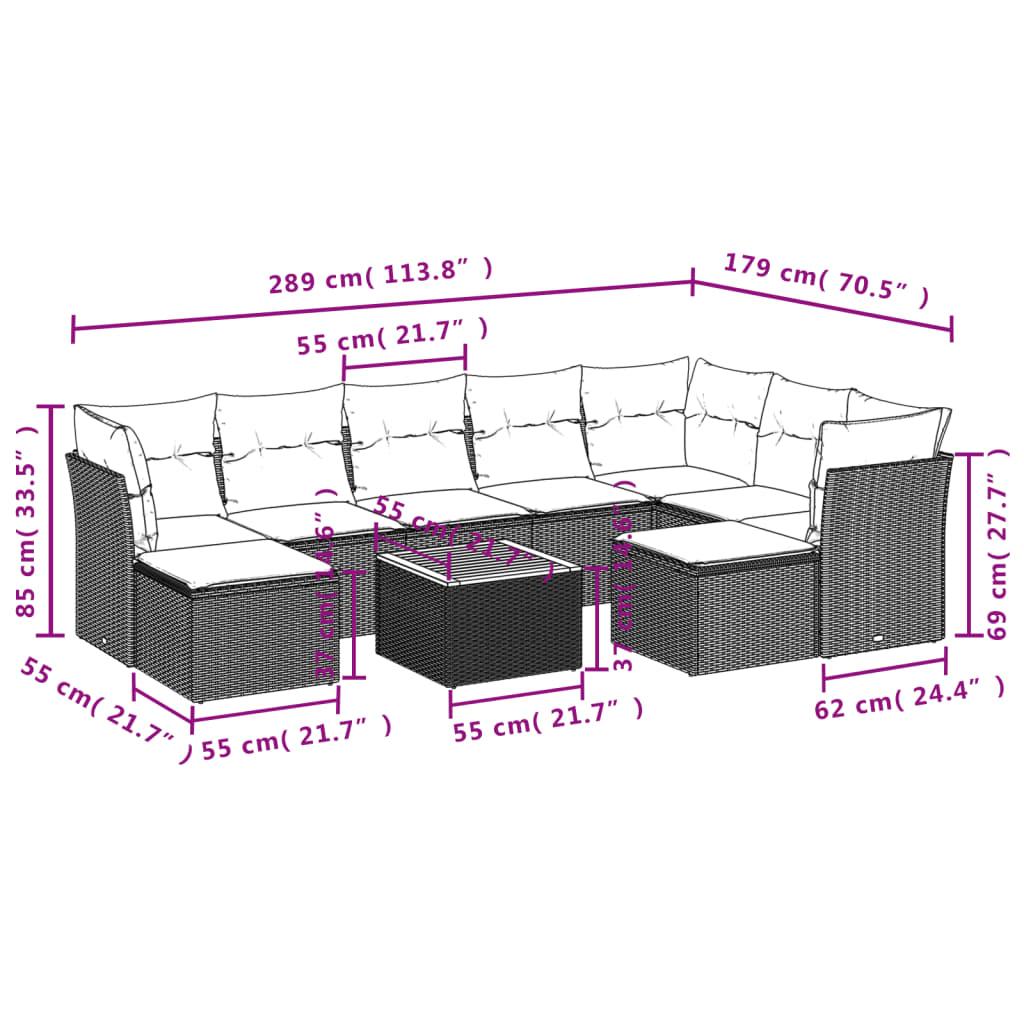 10 Piece Garden Sofa Set with Cushions Grey Poly Rattan