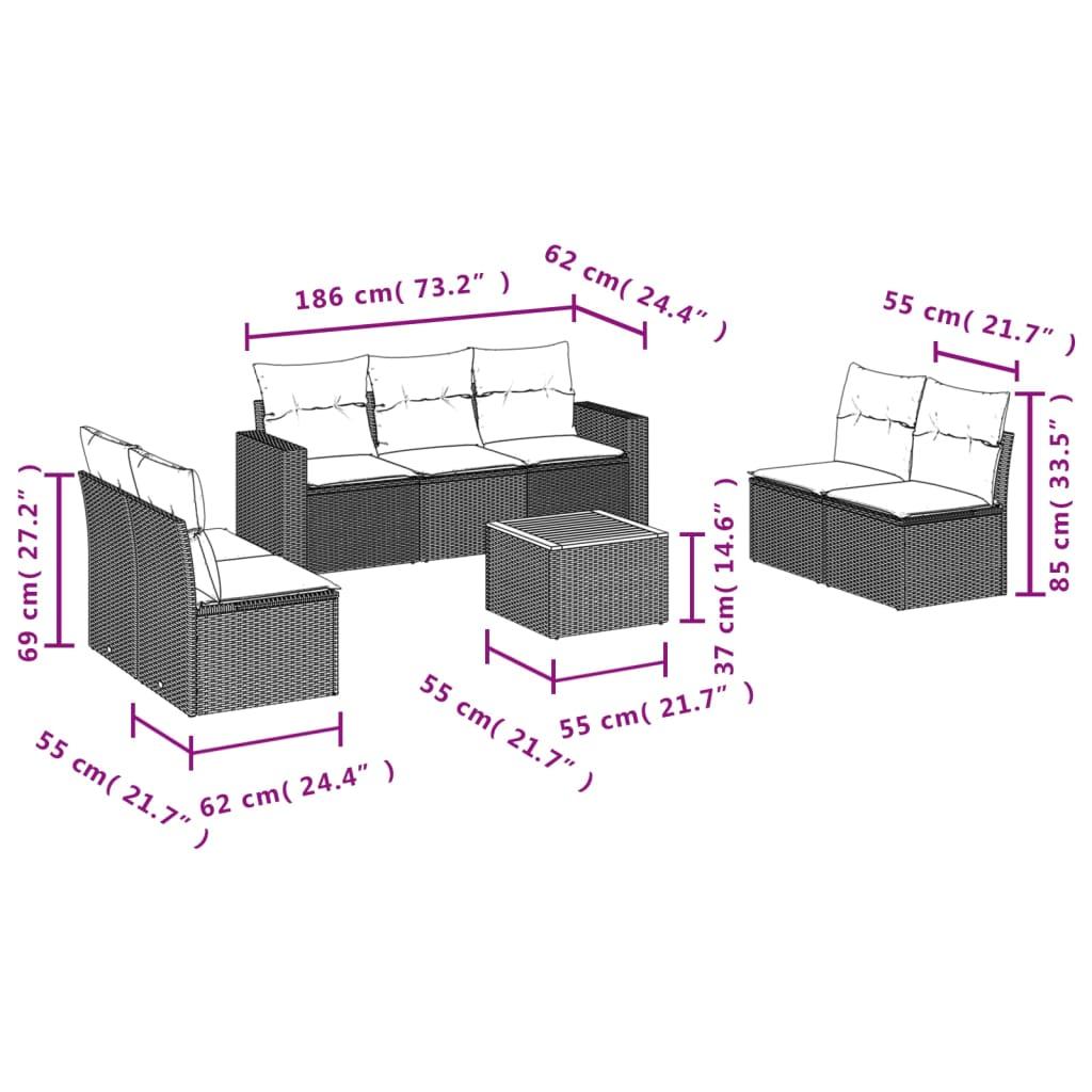 8 Piece Garden Sofa Set with Cushions Beige Poly Rattan