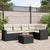 6 Piece Garden Sofa Set with Cushions Black Poly Rattan