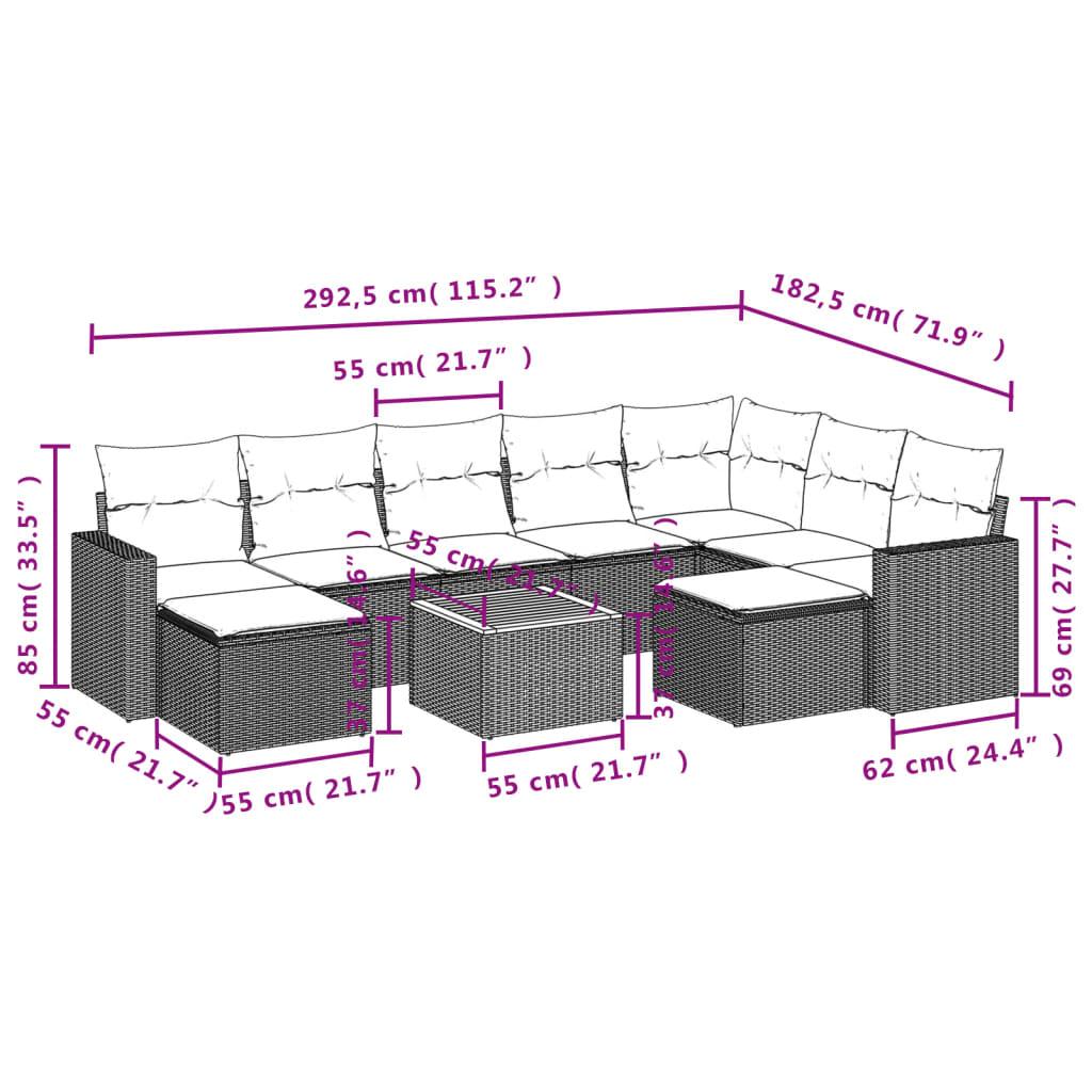 10 Piece Garden Sofa Set with Cushions Grey Poly Rattan