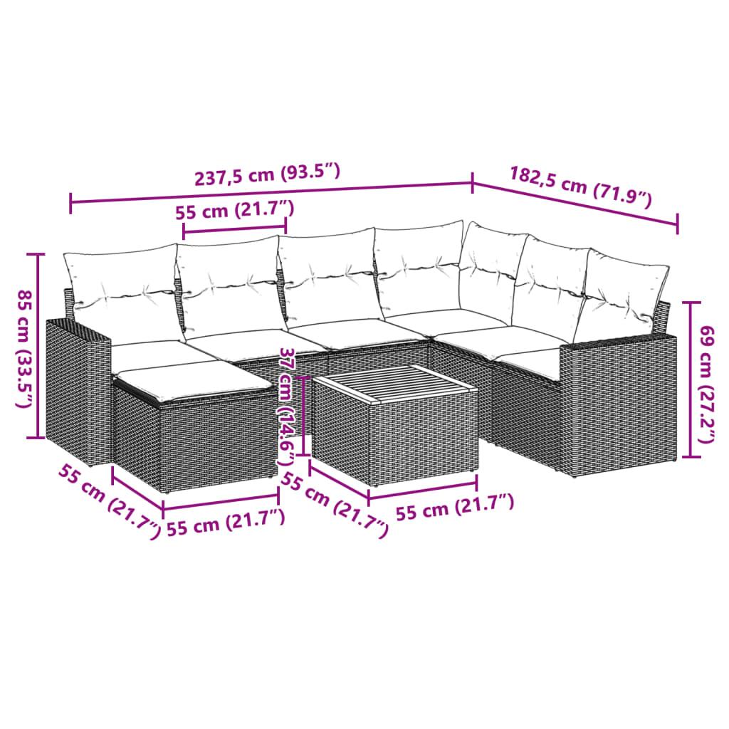 5 Piece Garden Sofa Set with Cushions Black Poly Rattan