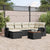 7 Piece Garden Sofa Set with Cushions Black Poly Rattan