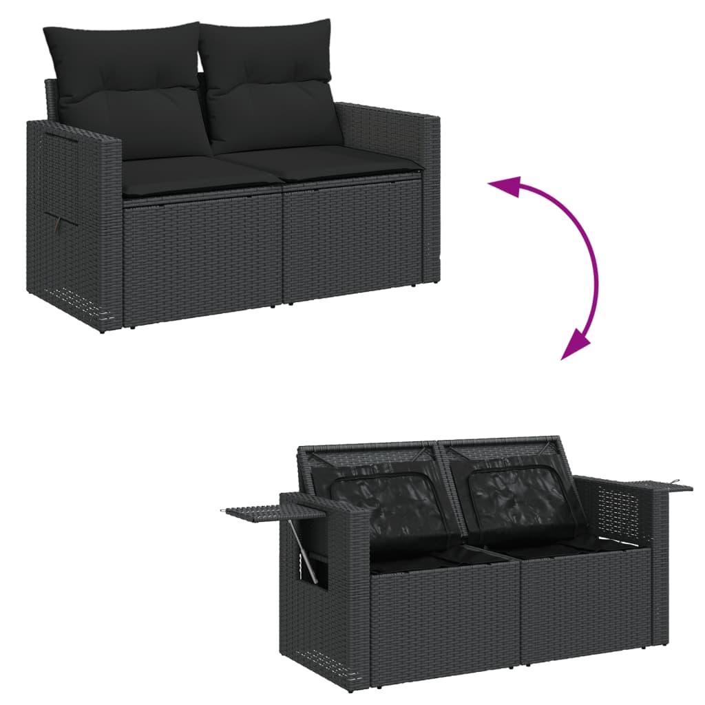 12 Piece Garden Sofa Set with Cushions Black Poly Rattan