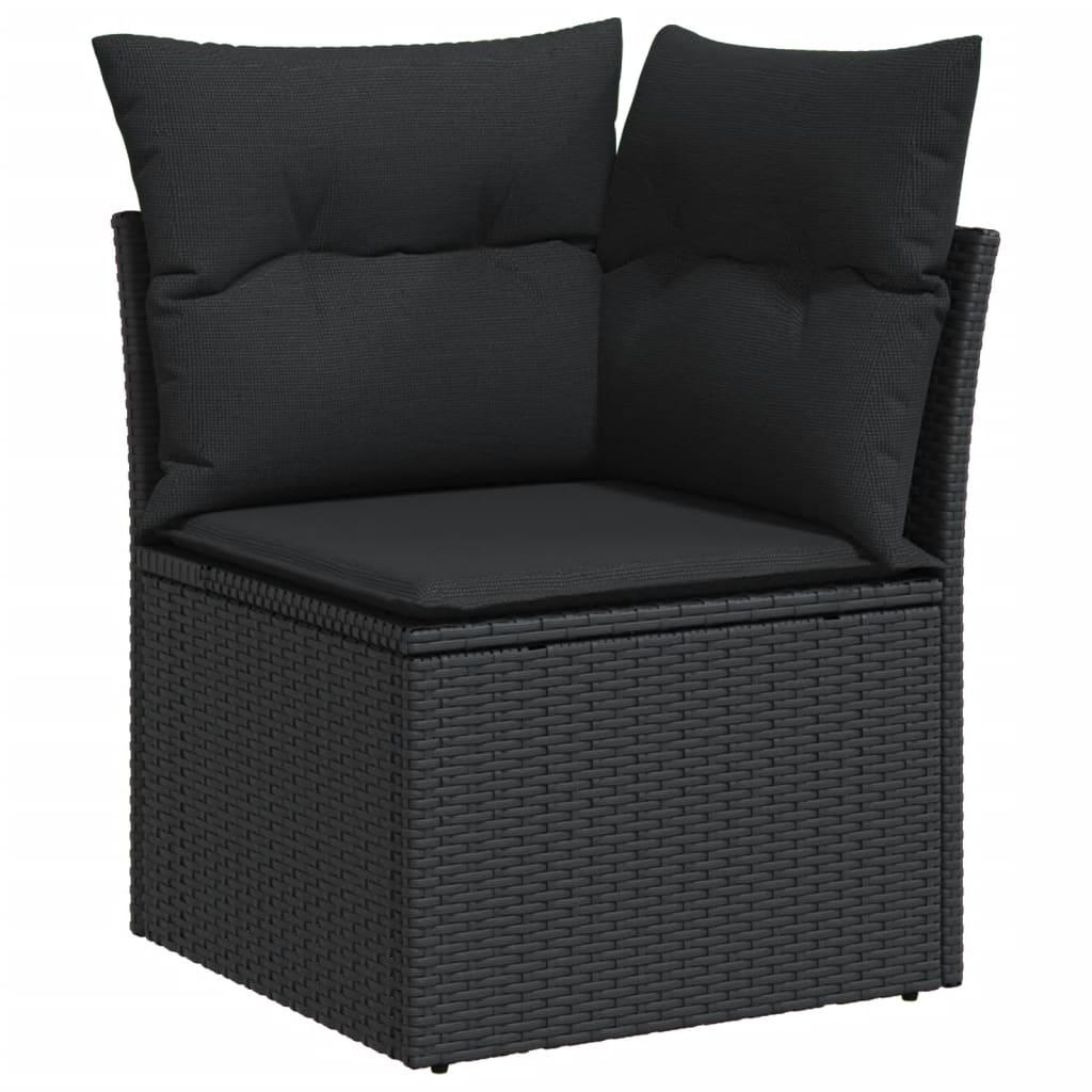 14 Piece Garden Sofa Set with Cushions Black Poly Rattan