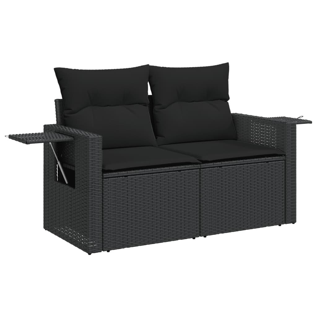 13 Piece Garden Sofa Set with Cushions Black Poly Rattan