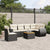 7 Piece Garden Sofa Set with Cushions Black Poly Rattan