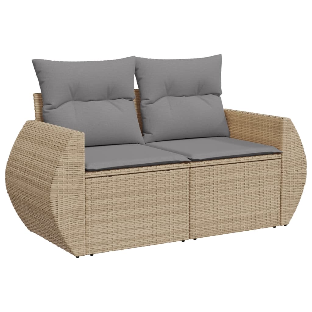 11 Piece Garden Sofa Set with Cushions Beige Poly Rattan