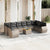 11 Piece Garden Sofa Set with Cushions Grey Poly Rattan