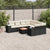 9 Piece Garden Sofa Set with Cushions Black Poly Rattan