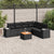 7 Piece Garden Sofa Set with Cushions Black Poly Rattan