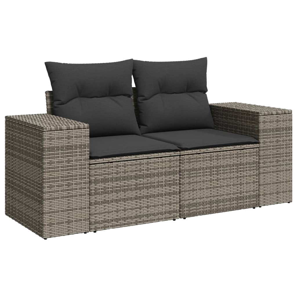 11 Piece Garden Sofa Set with Cushions Grey Poly Rattan