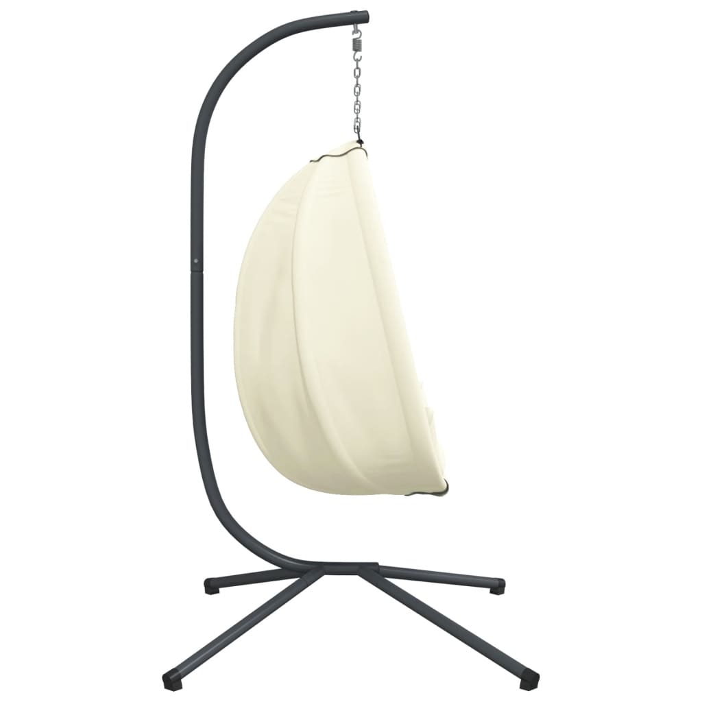 Hanging Egg Chair with Stand Beige Fabric and Steel